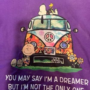 Peanuts Girls Large Purple Cotton T-Shirt Juniors Home Sweet Home Lyric Nice